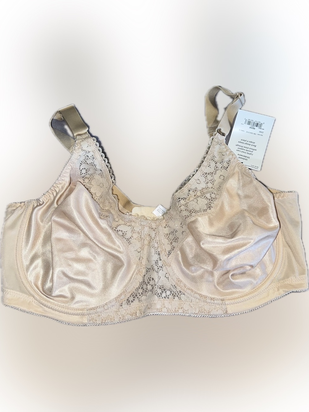 🔴New Underscore Women's Full Coverage Lace-Trim Underwire Bra Beige 42D